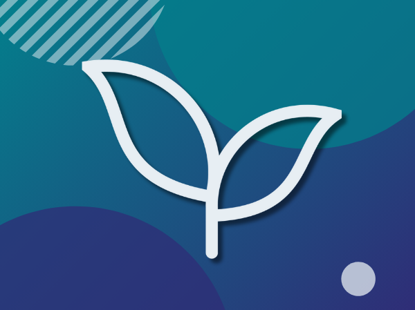 An animated image of a stalk with two leaves.