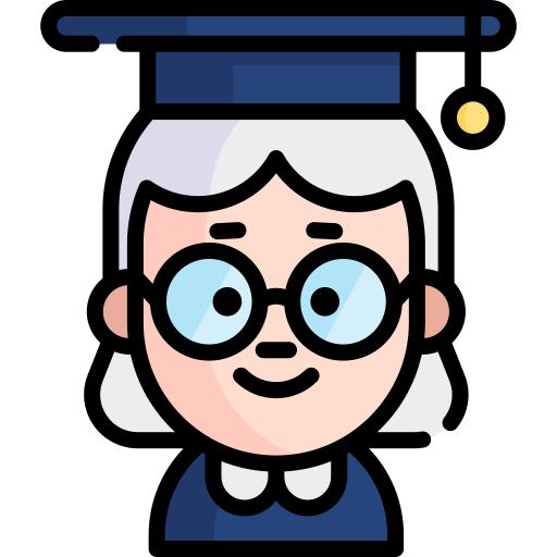 A cartoon image of a person wearing glasses and a mortarboard.
