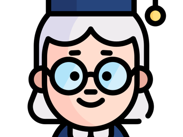 A cartoon image of a person wearing glasses and a mortarboard.