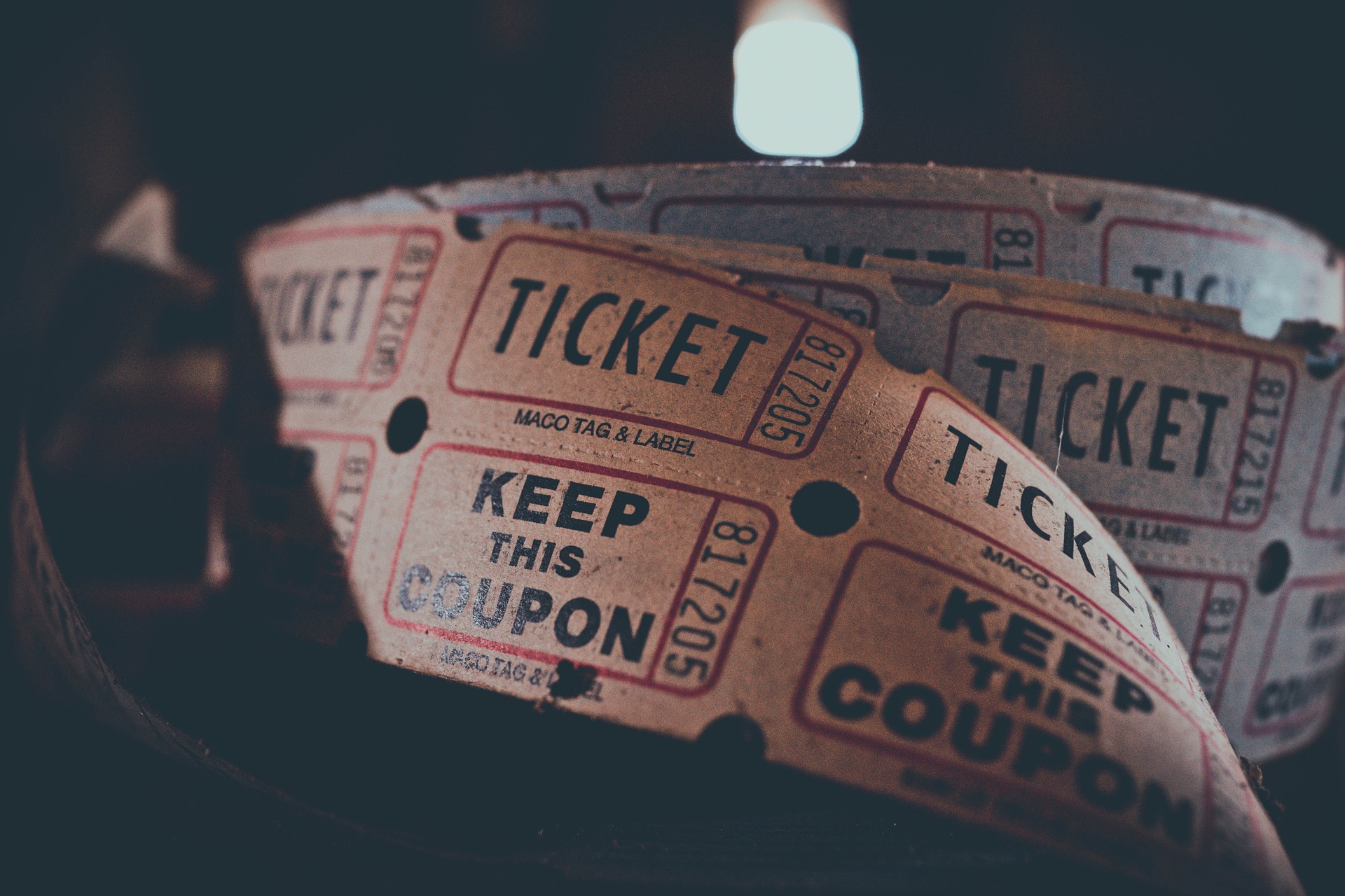A strip of tickets.