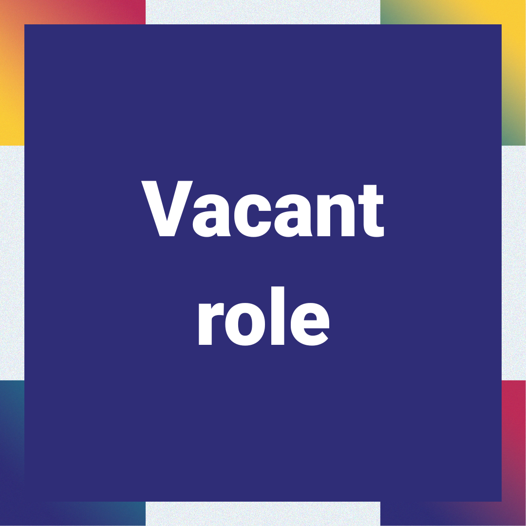 'Vacant role' written on a royal blue background.