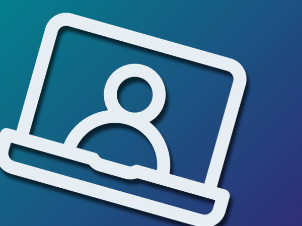 A blue gradient background with a PC outline on the left-hand side.