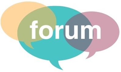 Forum logo consisting of speech bubbles and the word forum