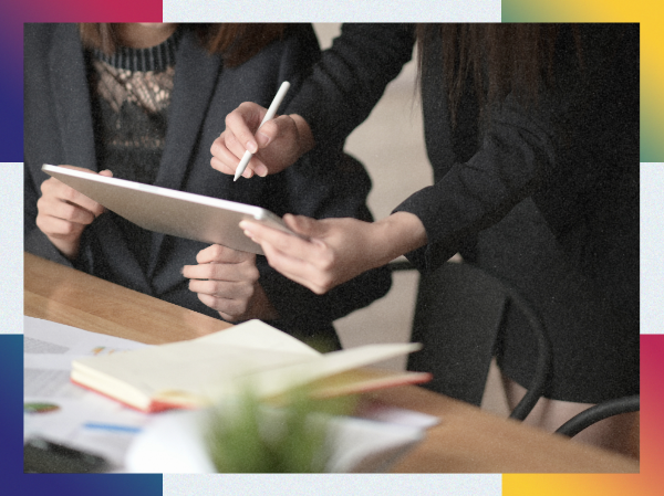 Someone filling in a form.